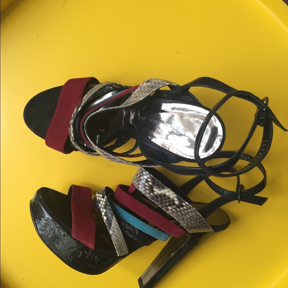 Barbara Bui Suede SnakeskinLeather Platform Sandal
